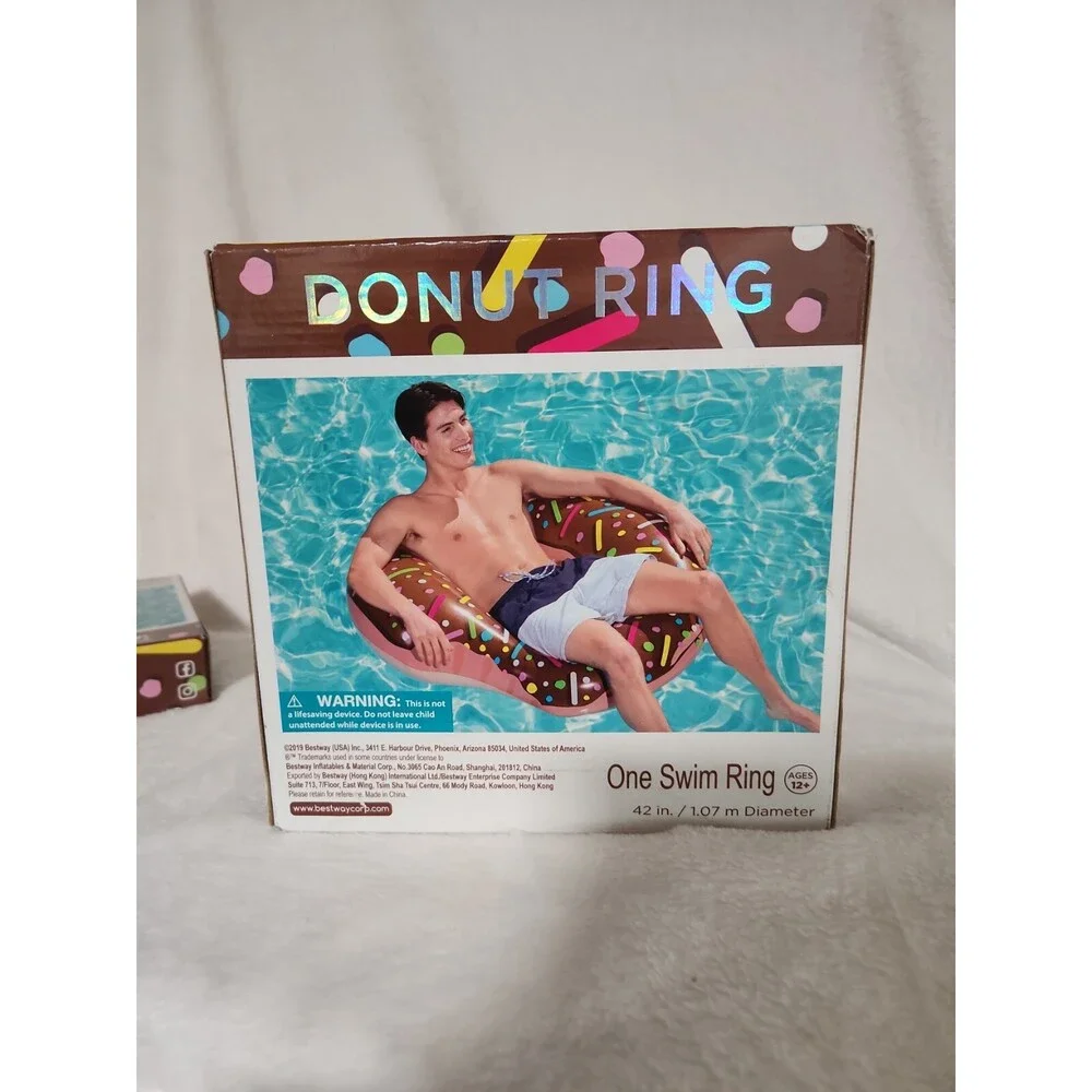 H2O Go Chocolate Donut w/ Bite Swim Ring Pool Beach Lake Toy Inflatable 42